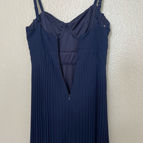 Certainly Lovely Navy Blue Pleated Bustier Maxi Dress - Picture 5 of 9